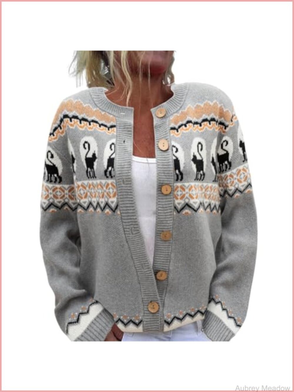 Women's Knit Cardigan Sweater Button Down Open Front Lightweight Argyle